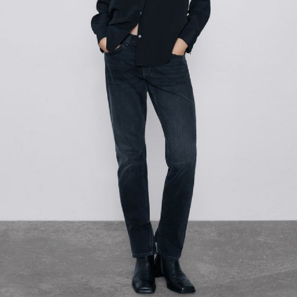 Zara premium straight split hem jeans